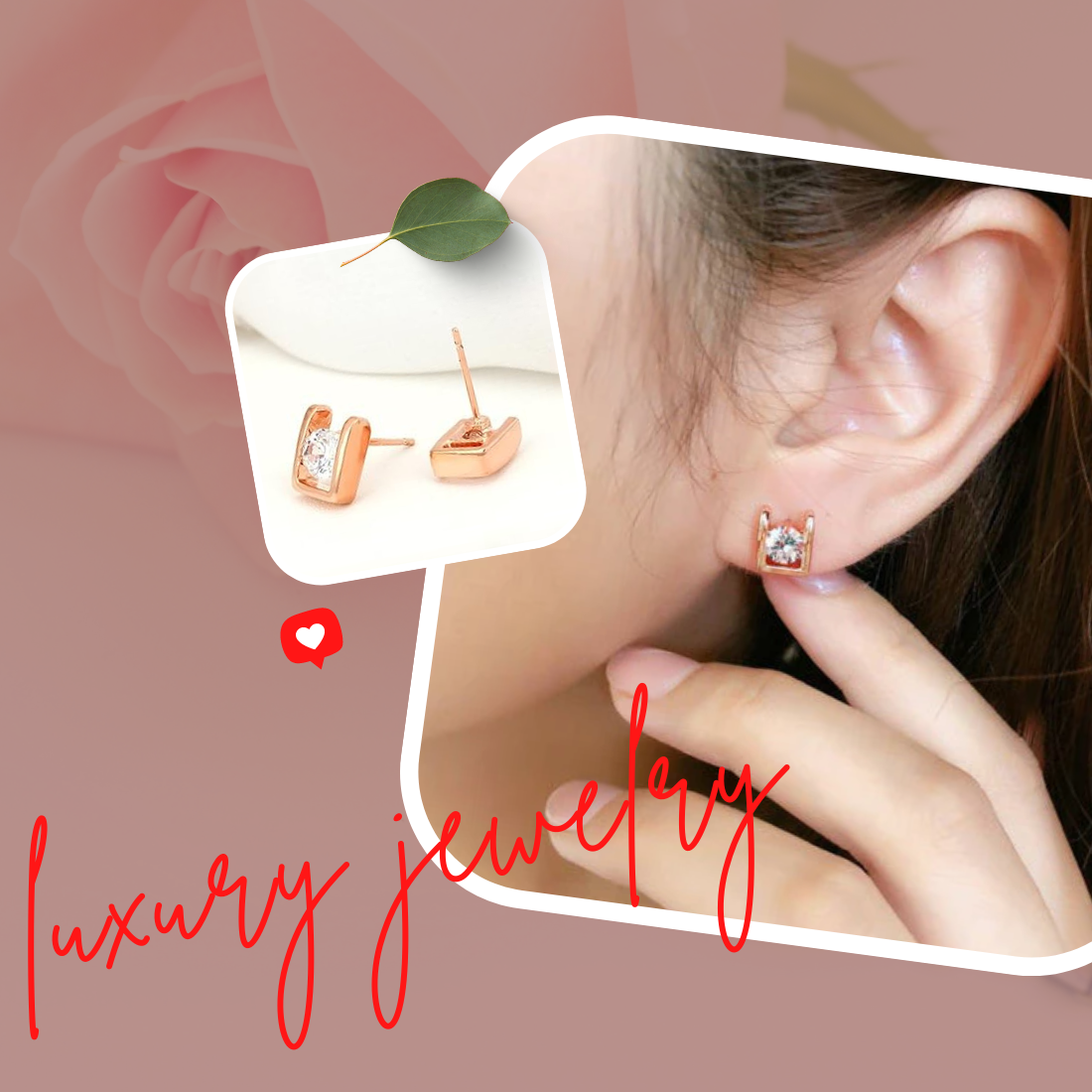 Geometric Shape Earrings, Stone Stud Copper Earrings for Women and Girls