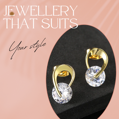 Trendy Gold Plated Zircon Stone Earring for Girls & Women