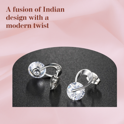 Trendy Silver Plated Zircon Stone Earring for Girls & Women