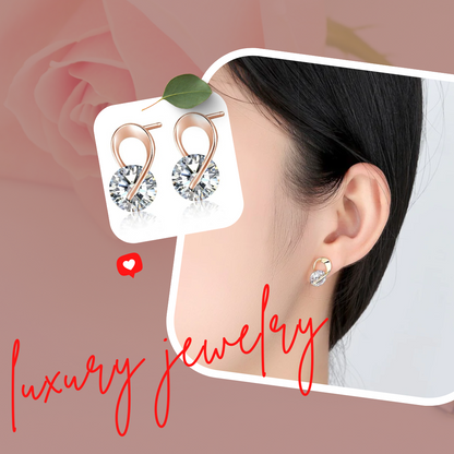 Stylish Trendy Rose Gold Plated Cubic Zircon Stud Earrings, Small Daily Wear Earrings for Girls & Women