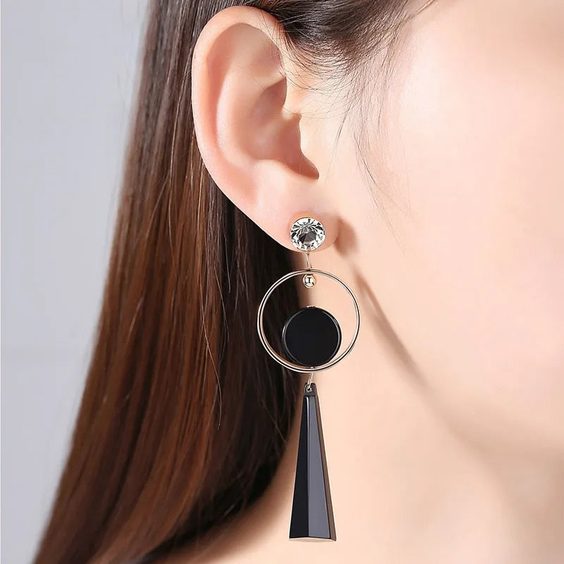 Black Round Tasselled Stone Studded Drop Earrings – Priyaasi