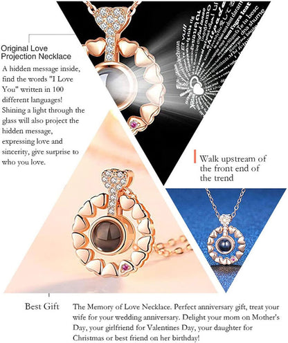 Enchanting Rose Gold Plated Zircon Necklace Adorned with Delicate Heart Accents