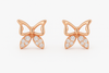18k Rose Gold Plated Clip On Hoop Earrings, Latest Fancy Stylish Zircon Copper Bali Earrings for Women and Girls (butterfly)
