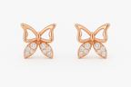 18k Rose Gold Plated Clip On Hoop Earrings, Latest Fancy Stylish Zircon Copper Bali Earrings for Women and Girls (butterfly)