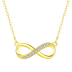 Nilu's Collection Gold Plated Infinity Pendant Necklace with American Diamond Stones For Women And Girls | Anti-Tarnish| Lightweight | Anti- Allergy | Office Wear