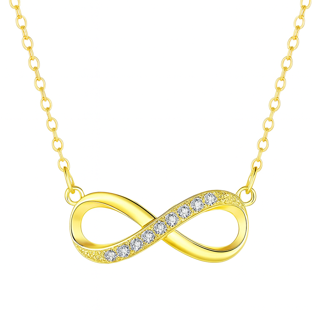 Nilu's Collection Gold Plated Infinity Pendant Necklace with American Diamond Stones For Women And Girls | Anti-Tarnish| Lightweight | Anti- Allergy | Office Wear