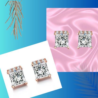 High Quality Square Shape Crystal Stud Earrings for Girls and Women Crystal Copper Stud Earring