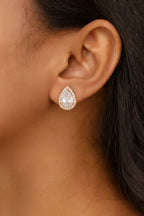 Nilu's Collection Rose Gold Plated Teardrop Stud Earrings with Sparkling AD Stones For Women And GIrls | Anti-Tranish| Anti-Allergy | Office Wear