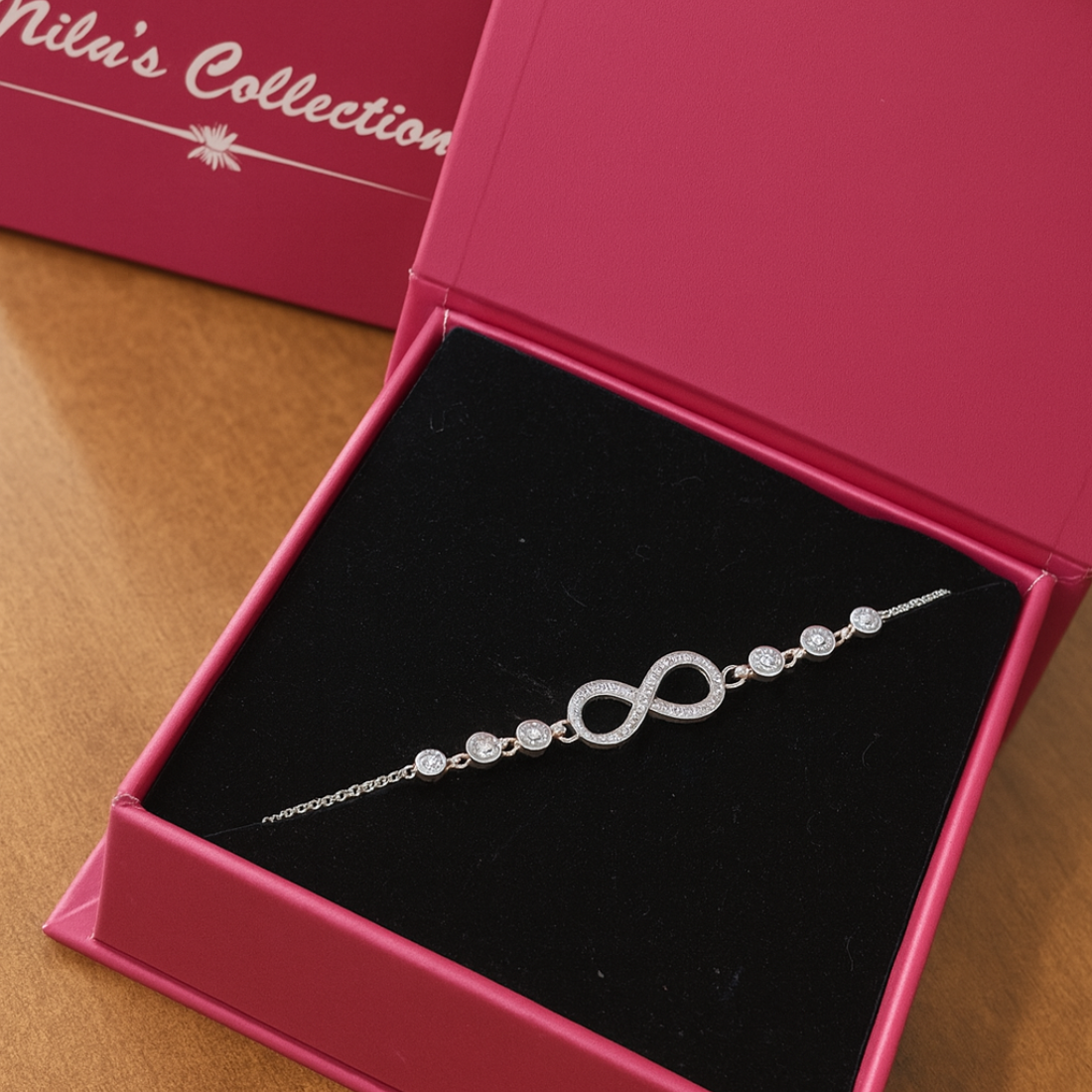 Gift Silver Plated Infinity Bracelet With Heart Shape Bracelet For Women And Girls
