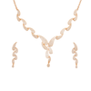 Nilu's Collection Rose Gold Plated Necklace with Leaf Motifs and Matching Drop Earrings For Women & Girls