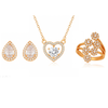 Nilu's Collection Rose Gold Plated American Diamond With pendant ,earrings And Adjustable Finger Ring For Women And Girls