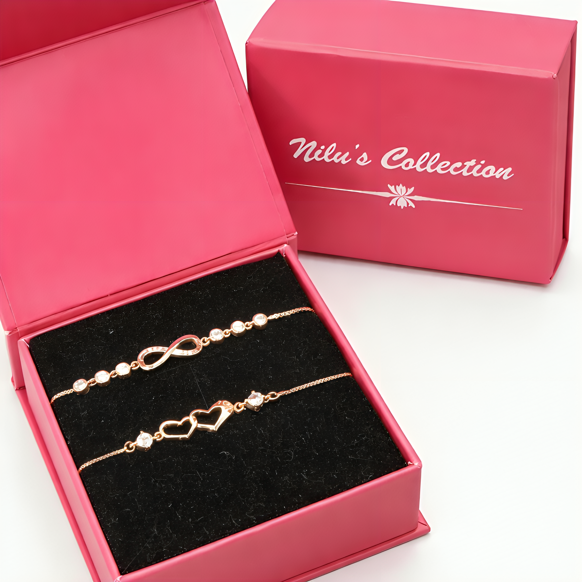 Gift Rose Gold Plated Infinity & Heart Shape Bracelet for Women & Girls