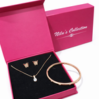 Gift Rose Gold Plated Pendent & Earrings With Kada Bracelet For Women And Girls