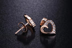 Stone Studded Heart Shape Stud Earrings for Baby Girls/ Women /Girls (Rose Gold)