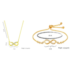 Nilu's Collection Gold Plated Infinity Pendant Necklace & Adjustable Bracelet Set with American Diamond for Women & Girls | Anti-Allergy | Anti- Tarnish | Office Wear