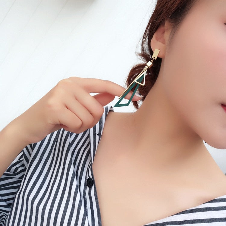 Hollow Triangle Long Earrings Geometric Drop Combo Jewellery Alloy, Zinc Drops & Danglers