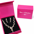 Gift Rose Gold Plated Necklace Set With Adjustable Finger Ring For Women And Girls