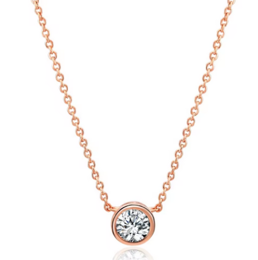 American Diamond Rose Gold Plated Pendant Necklace Set for Girls and Women