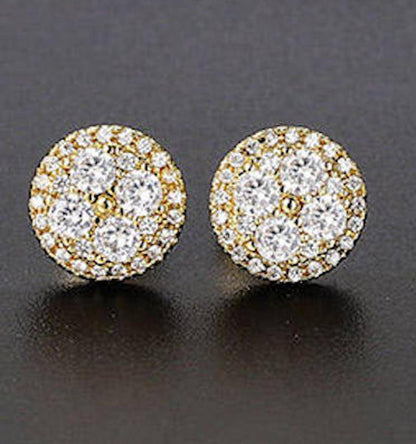 Premium Quality Gold Plated Round Micro Zircon Stone Stud Earring for Woman and Girls