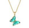Elegant Gold Plated Butterfly Necklace for Women and Girls, Trendy Butterfly Jewelry (Green)