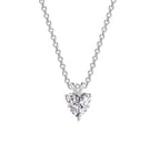 Silver Plated Love Shaped Solitaire Pendant with Link Chain for Women & Girls, Cubic Zircon Heart Pendant Locket (Silver)