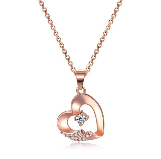 Affordable rose gold heart pendant necklace | Love Pendant for Women | Dainty rose gold heart necklace for gifts