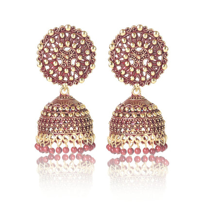 Ethnic Oxidised Jhumka Earring, Long Hangings Traditional Alloy Jhumki Earrings for Women & Girls