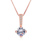 Rose Gold Plated Solitaire Pendant Chain for Women & Girls, Cubic Zircon Pendant Locket (Rose Gold)