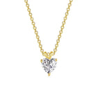 Gold Plated Love Shaped Solitaire Pendant with Link Chain for Women & Girls, Cubic Zircon Heart Pendant Locket (Gold)