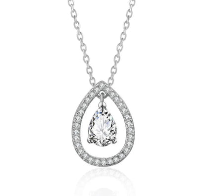 Silver Plated White Cubic Zirconia Studded Pendant for Women with Link Chain, Jewellery Gifts for Women & Girls (Silver)