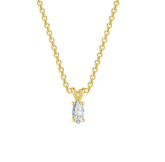 Solitaire Pendant with Gold Plated Chain for Women | Diamond like Brilliance Sparkling Zirconia for that Stunning Shine | Lovely Gift (Gold)