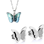 Combo of Butterfly Pendant Necklace with Studsfor Women & Girls | Silver Plated Studs | Birthday & Special Occassion Gift