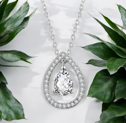 Silver Plated White Cubic Zirconia Studded Pendant for Women with Link Chain, Jewellery Gifts for Women & Girls (Silver)