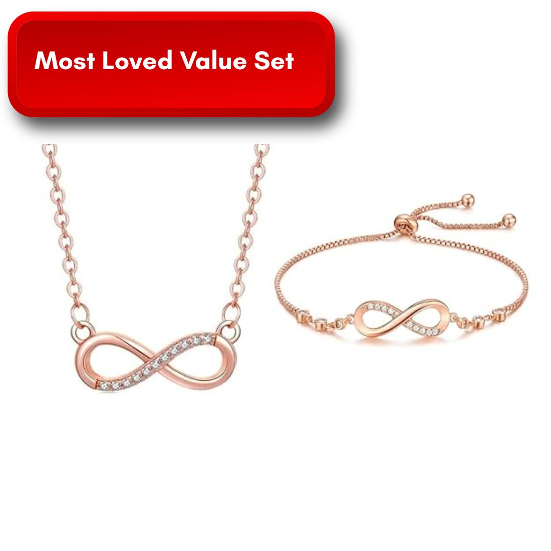 Infinity Love Pendant & Bracelet Value Set for Women & Girls  |Valentine Gift