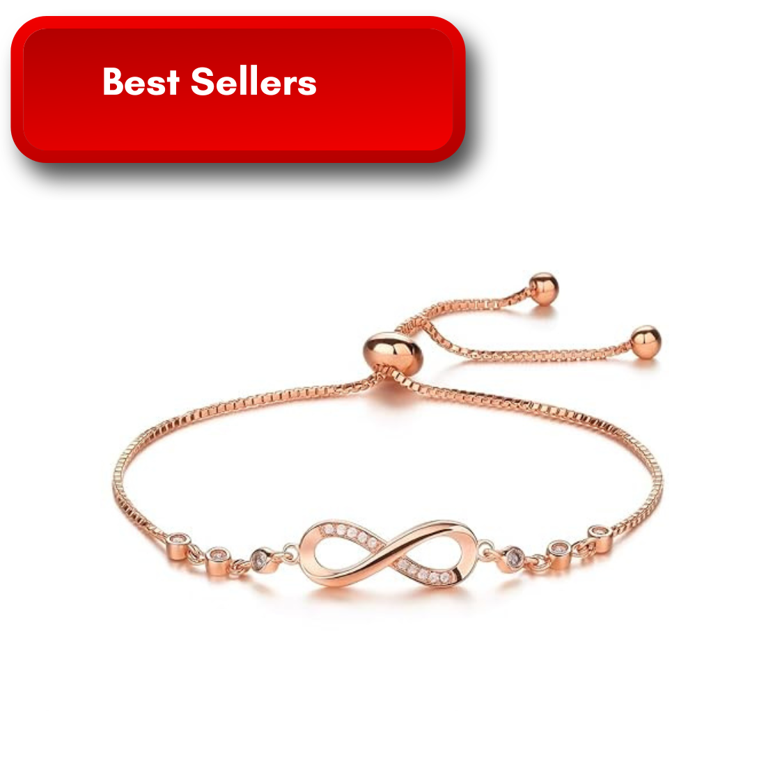 Infility Love Rose Gold Plated Adjustable Charm Bracelet for Women and Girls| Valentine Gift