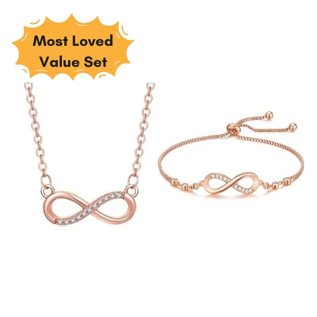 Infinity Love Pendant & Bracelet Value Set for Women & Girls  |Valentine Gift