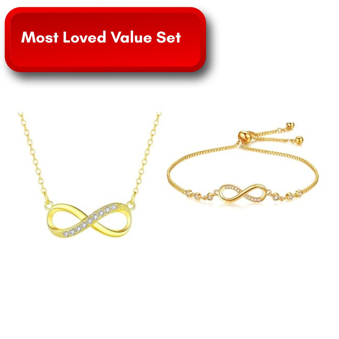 Infinity Love Necklace & Bracelet Value Set for Girls|Anti Allergy| Anti Tarnish| Valentine Gift