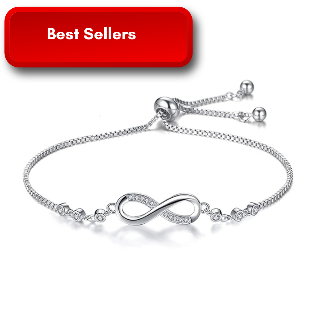 Infitnity Love Silver Plated Adjustable Charm Bracelet for Women and Girls