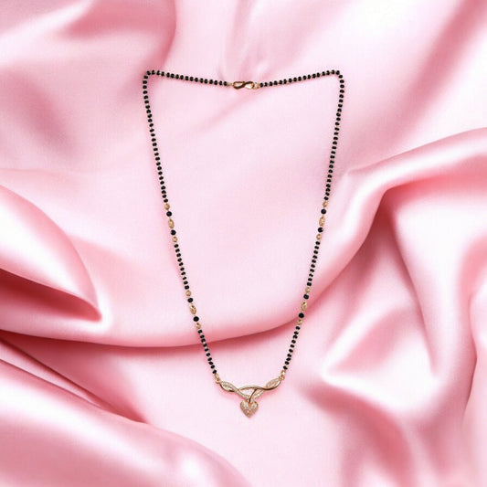 American Diamond Rose Gold Plated Designer Mangalsutra Pendant for Girls and Women (With Chain)