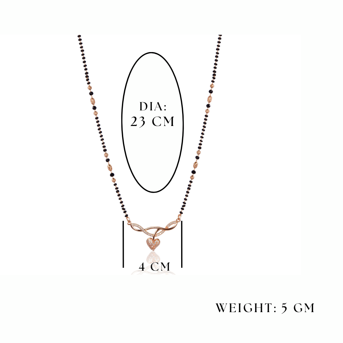 American Diamond Rose Gold Plated Designer Mangalsutra Pendant for Girls and Women (With Chain)