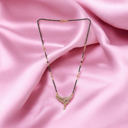 American Diamond Rose Gold Plated Designer Mangalsutra Pendant with chain for Girls and Women