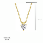 Gold Plated Love Shaped Solitaire Pendant with Link Chain for Women & Girls, Cubic Zircon Heart Pendant Locket (Gold)