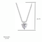 Silver Plated Love Shaped Solitaire Pendant with Link Chain for Women & Girls, Cubic Zircon Heart Pendant Locket (Silver)