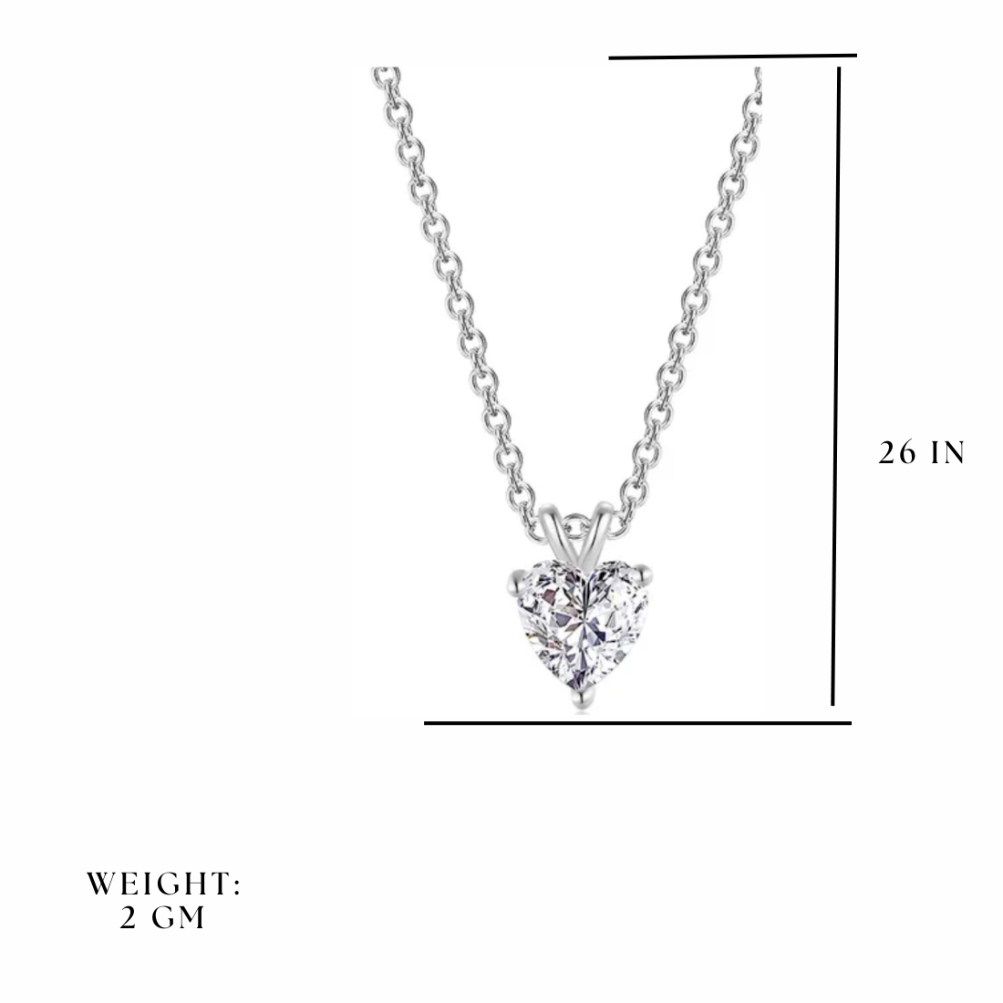 Silver Plated Love Shaped Solitaire Pendant with Link Chain for Women & Girls, Cubic Zircon Heart Pendant Locket (Silver)