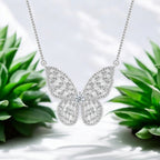 Silver Plated Zircon Butterfly Pendant with Chain for Women and Girls, Gift Jewelry for Her