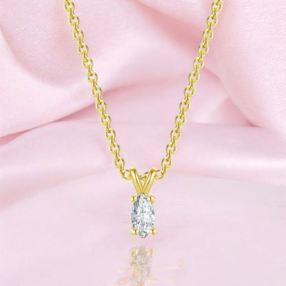 Solitaire Pendant with Gold Plated Chain for Women | Diamond like Brilliance Sparkling Zirconia for that Stunning Shine | Lovely Gift (Gold)