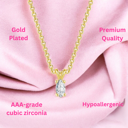 Solitaire Pendant with Gold Plated Chain for Women | Diamond like Brilliance Sparkling Zirconia for that Stunning Shine | Lovely Gift (Gold)