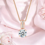 Cubic Zirconia Rose Gold Plated Pendant Necklace with Chain for Women & Girls, Gift Jewelry for Her
