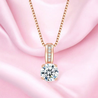 Cubic Zirconia Rose Gold Plated Pendant Necklace with Chain for Women & Girls, Gift Jewelry for Her