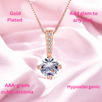 Rose Gold Plated Solitaire Pendant Chain for Women & Girls, Cubic Zircon Pendant Locket (Rose Gold)